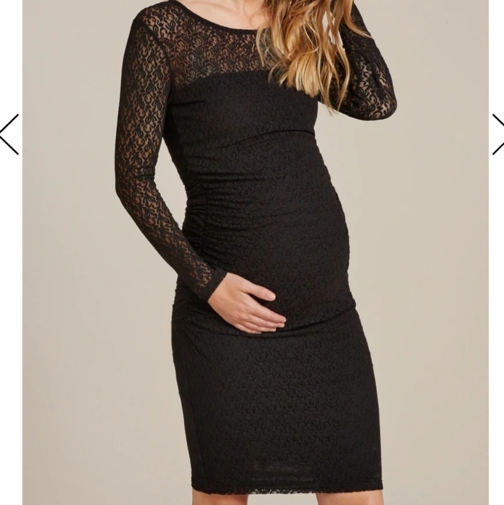 Isabella Oliver Size 8 Black Evy Lace Maternity Dress